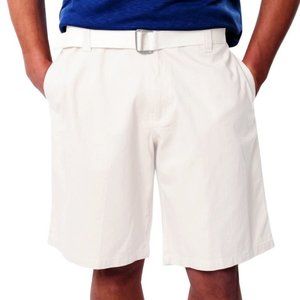 Men's Twill Flat Front Shorts with Belt